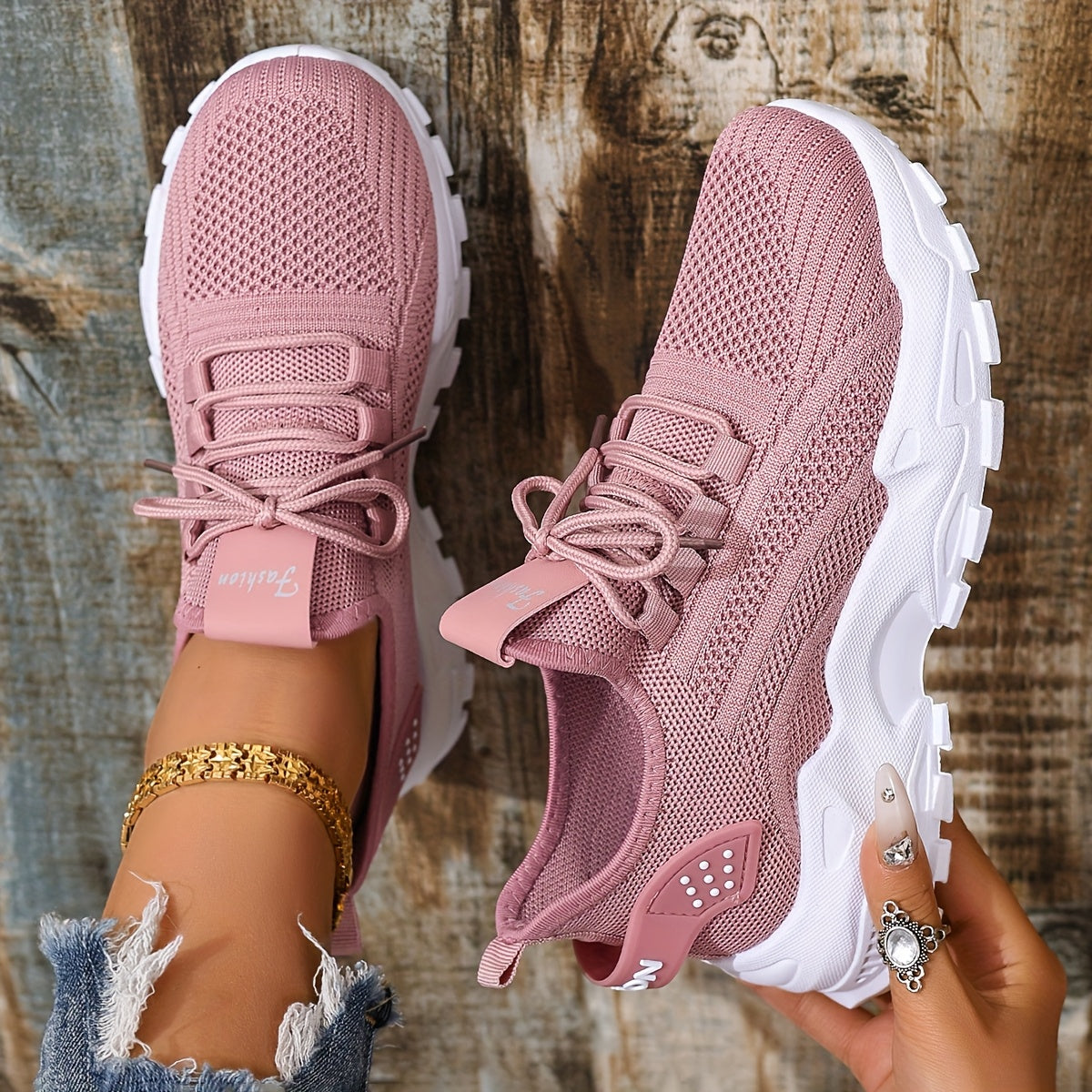 Women's White Mesh Breathable Running Shoes, Lightweight Casual Sneakers