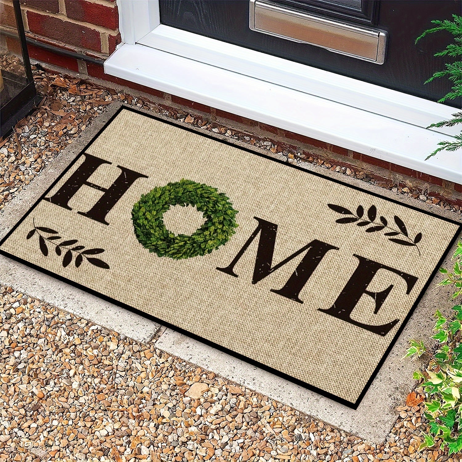 Charming Leaf Welcome Door Mat Non-Slip Indoor Outdoor Floral Rug