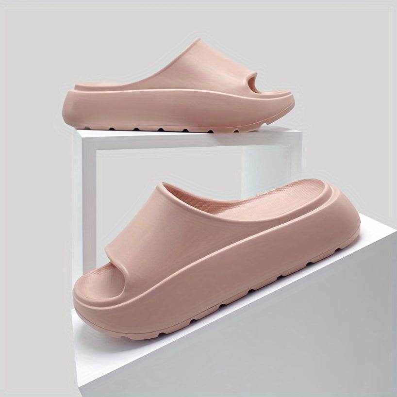Women's Solid Color EVA Beach Slides with Wedge Platform and Soft Sole