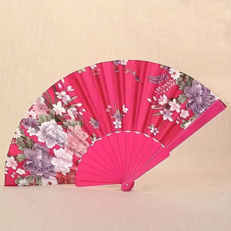 Silk Fabric Foldable Fan for Women Dancing Gifting Square Dancing Antique Fan