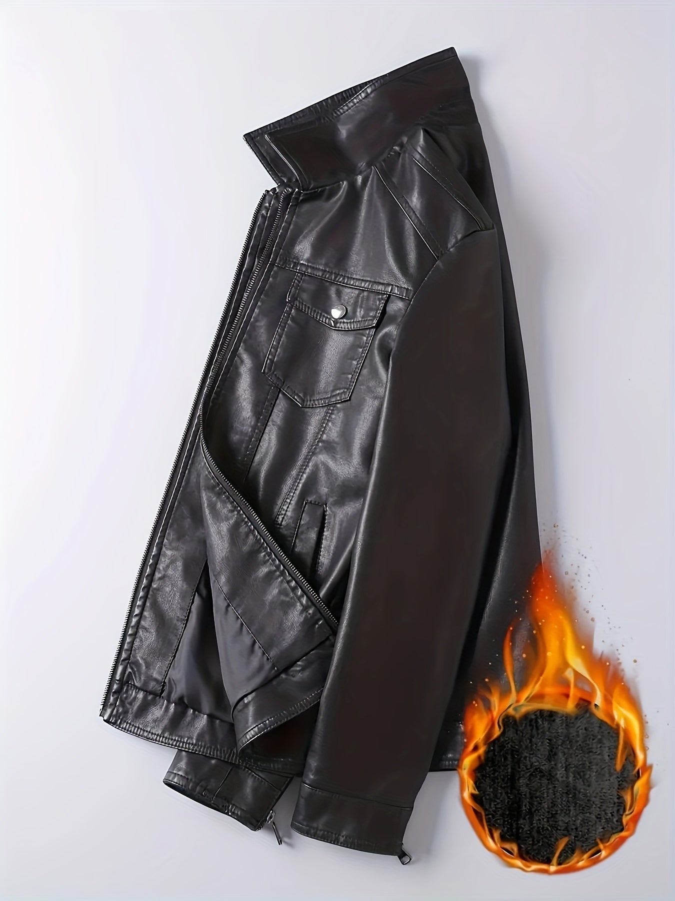 Мужская черная флисовая куртка на молнии для повседневной носки осенью и зимой