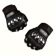Black Steel Outdoor Knuckle Motorcycle Gloves Pair