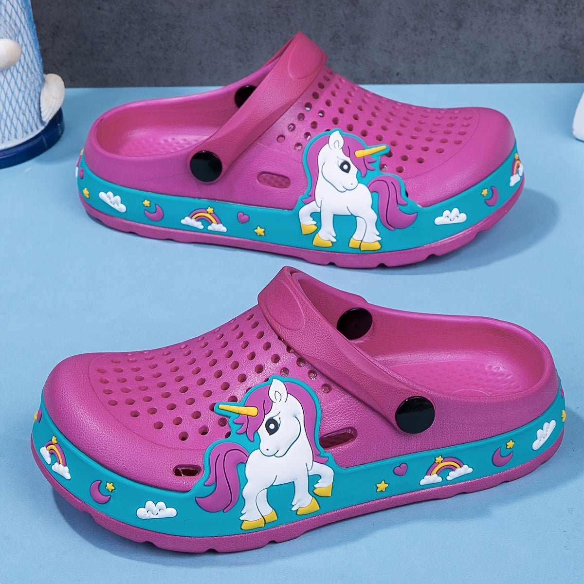 Girls' Summer Unicorn Slip-On Sandals Lightweight EVA Casual Beach Shoes