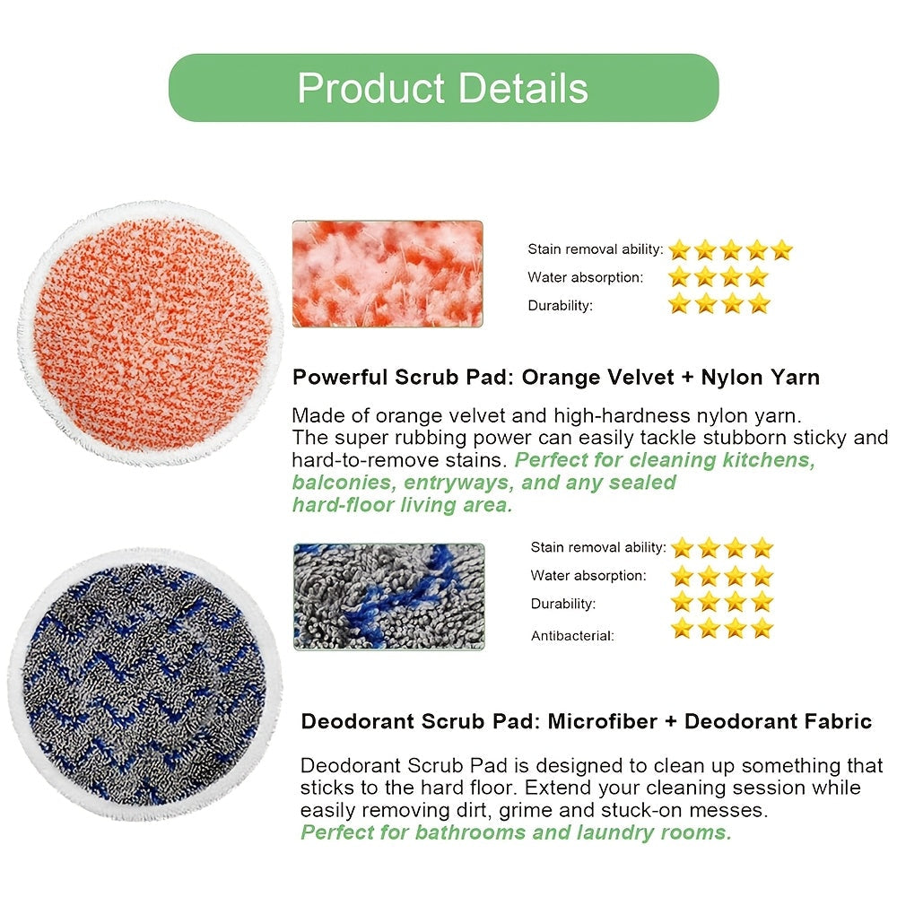 Replacement Mop Pads for Steam Mops All-in-One Scrubbing Soft Washable Set