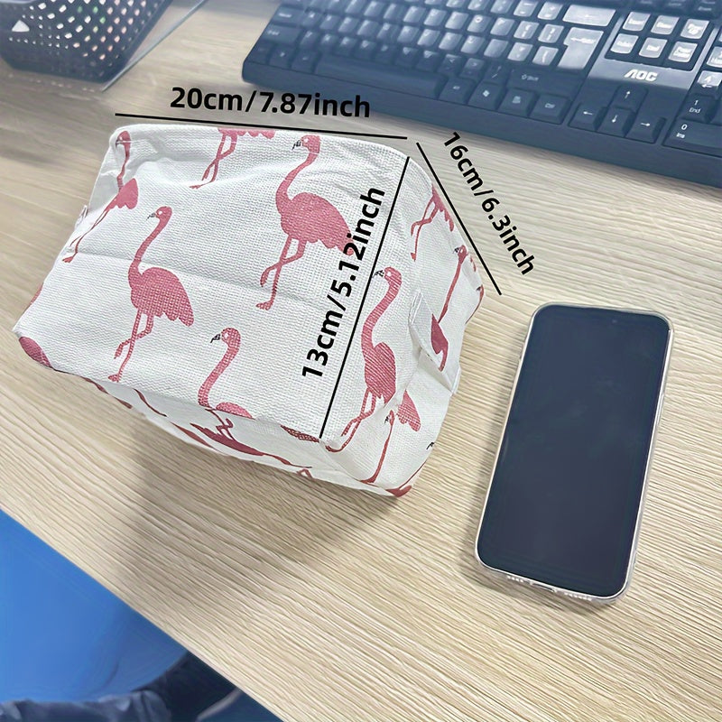 Cesta de almacenamiento para lino con asa y estampado de flamenco, organizador de escritorio impermeable
