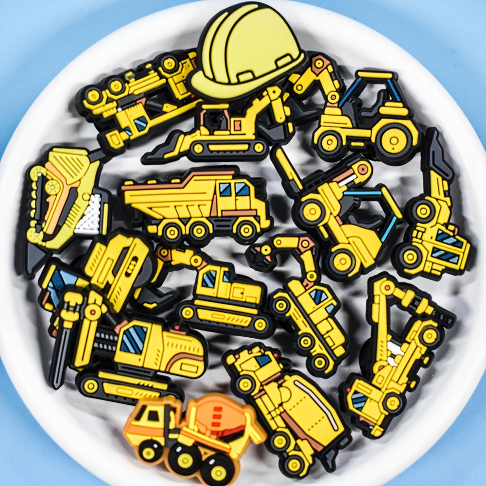 Unisex Plastic Crane Excavator Shoe Charms 15pcs DIY Garden Sandal Accessories