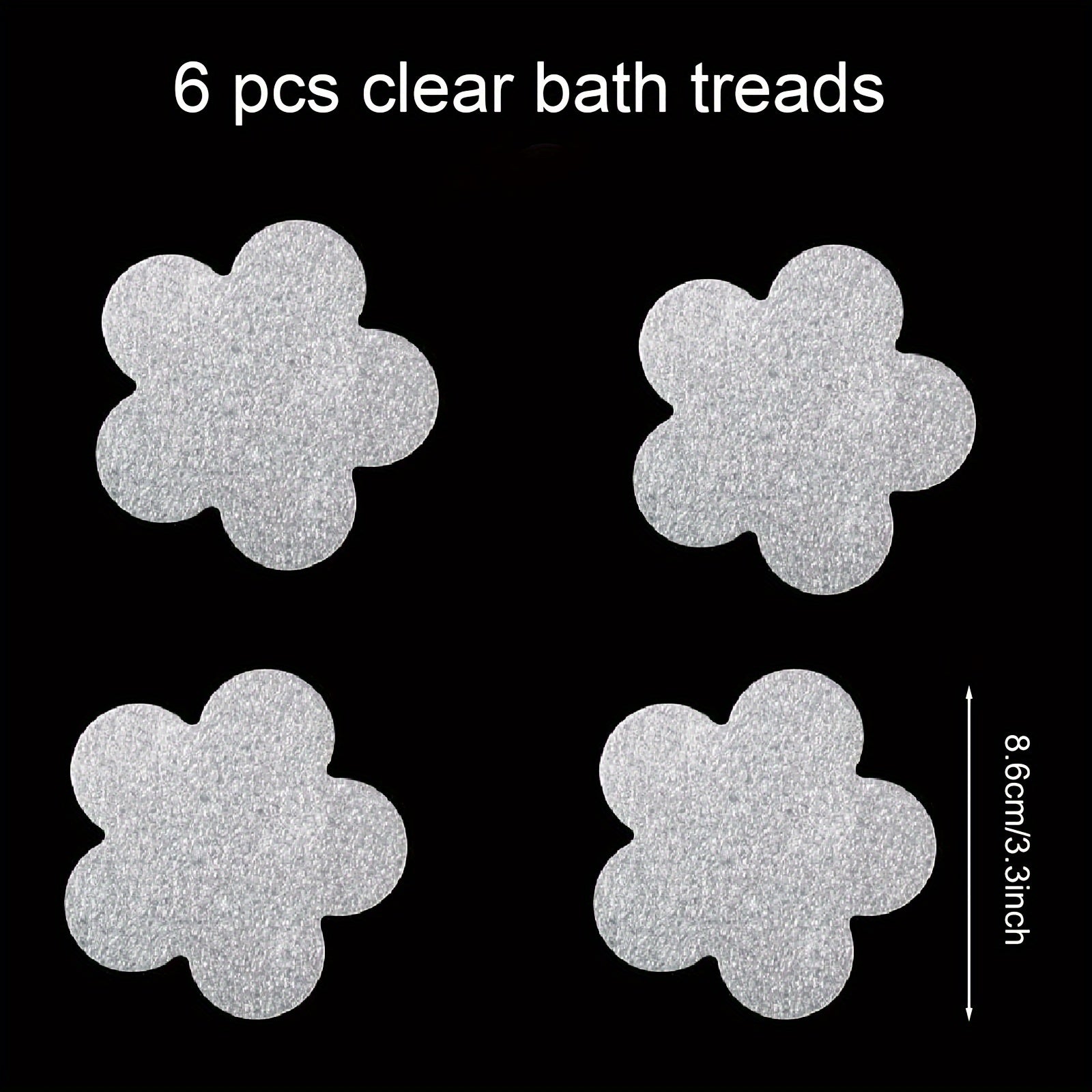 Set of 6 Non-Slip Bathroom Stickers for Tub and Shower Grip, Easy to Apply