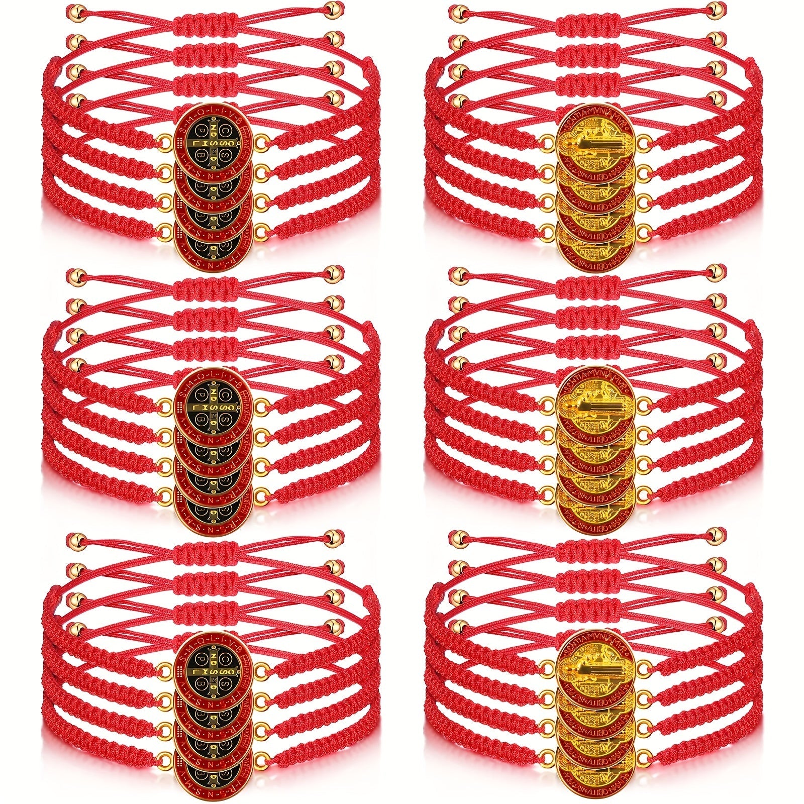 Red Knot String Bracelet with San Benito Charm Adjustable Good Luck Jewelry for Women and Men