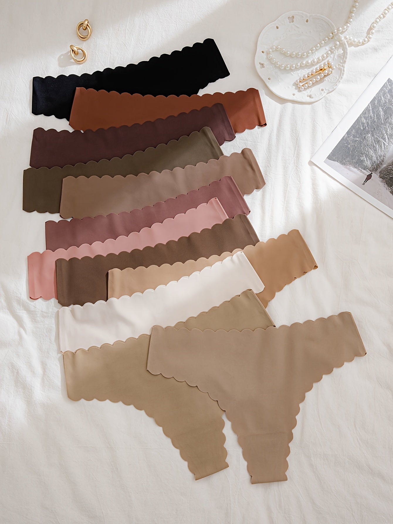 Girls Sunset Color Adhesive Thong Underwear Set 12 Pieces Polyamide