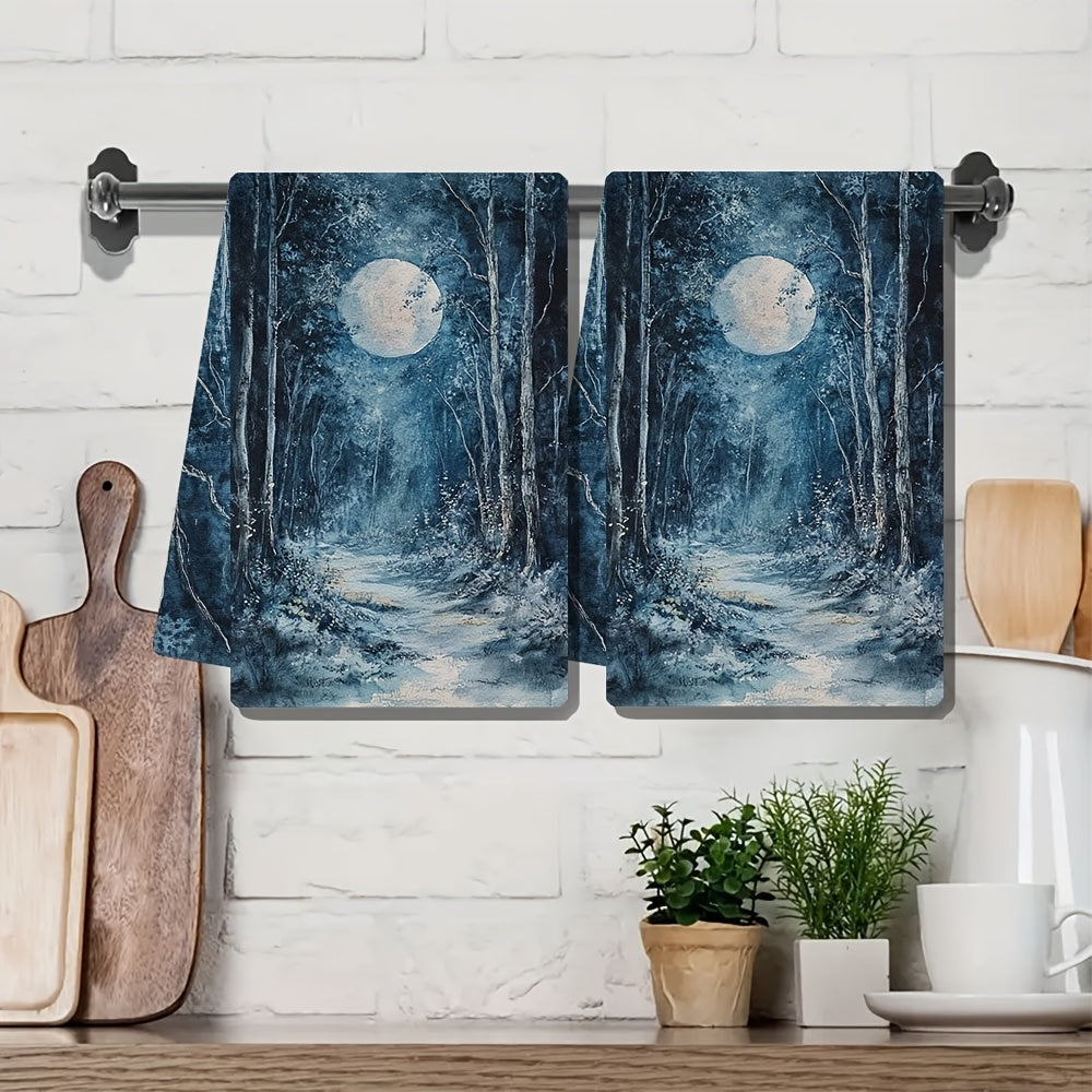 Moonlit Grove Kitchen Towels Set of 2 Ultra Soft Absorbent 40x60 cm