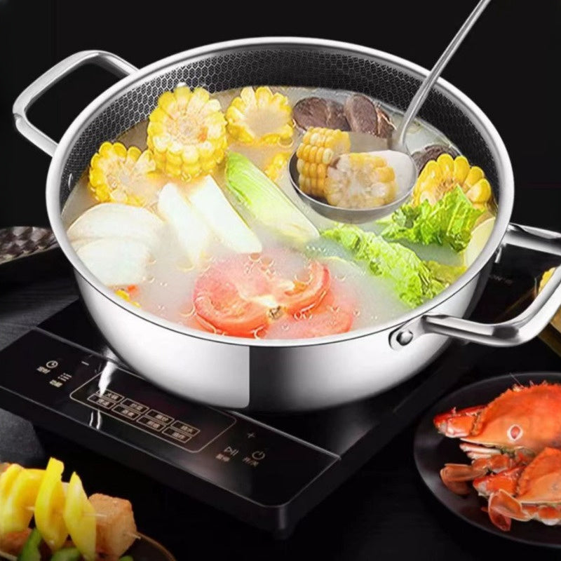 Katta zanglamas po'latdan yasalgan qozon qopqoq bilan - bug'lash va pishirish uchun ko'p funksiyali ikki qatlamli dizayn, yopishmaydigan asal to'rtburchak naqshi, induktsion plitalar bilan mos keladi.