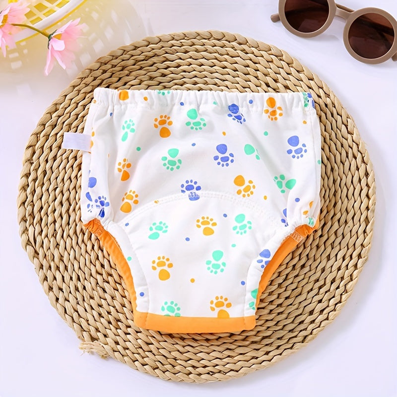 Kids Cotton Training Pants with Cartoon Animals Breathable Washable 6-Layer Gauze