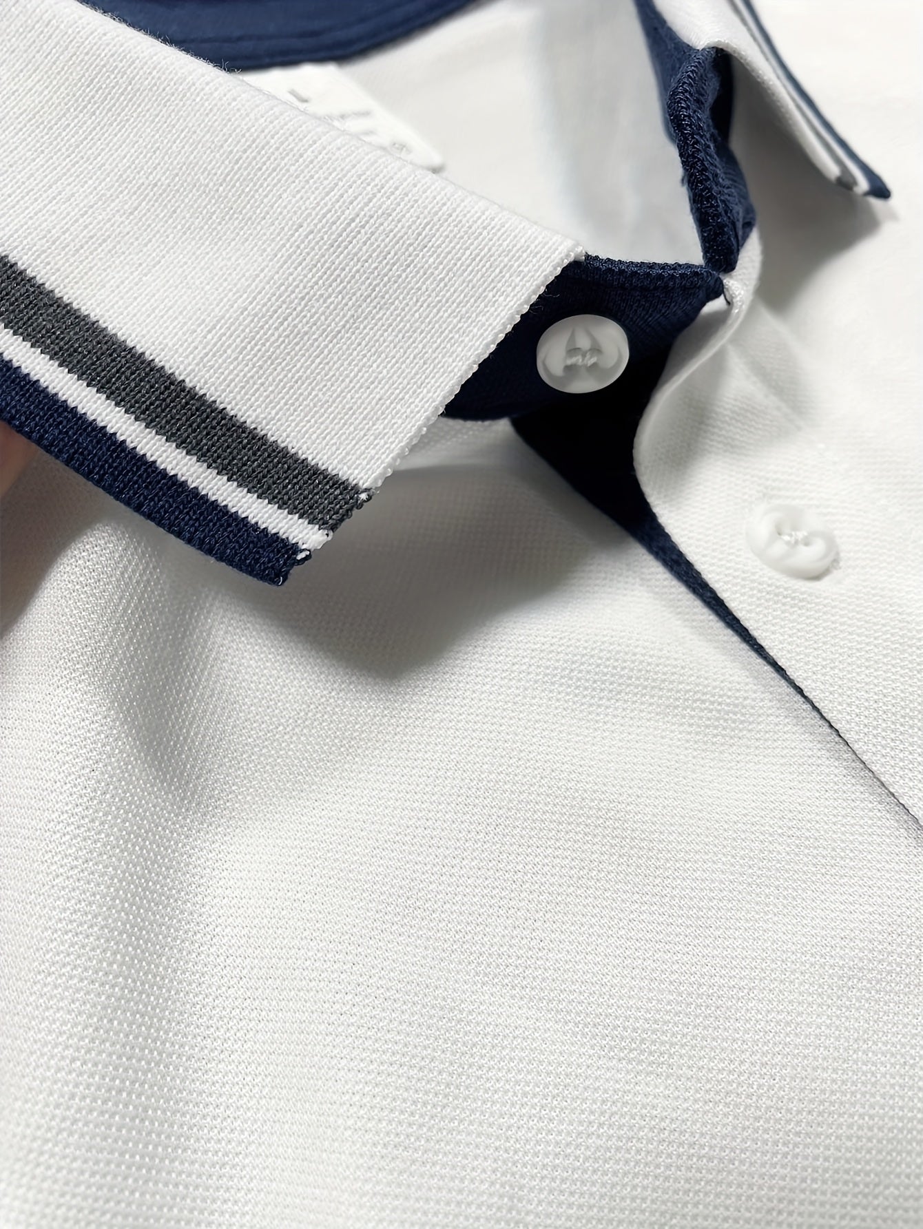 Men's Blue Lightweight Shirt with Logo Letter Print Two-Tone Collar Casual Spring Fall