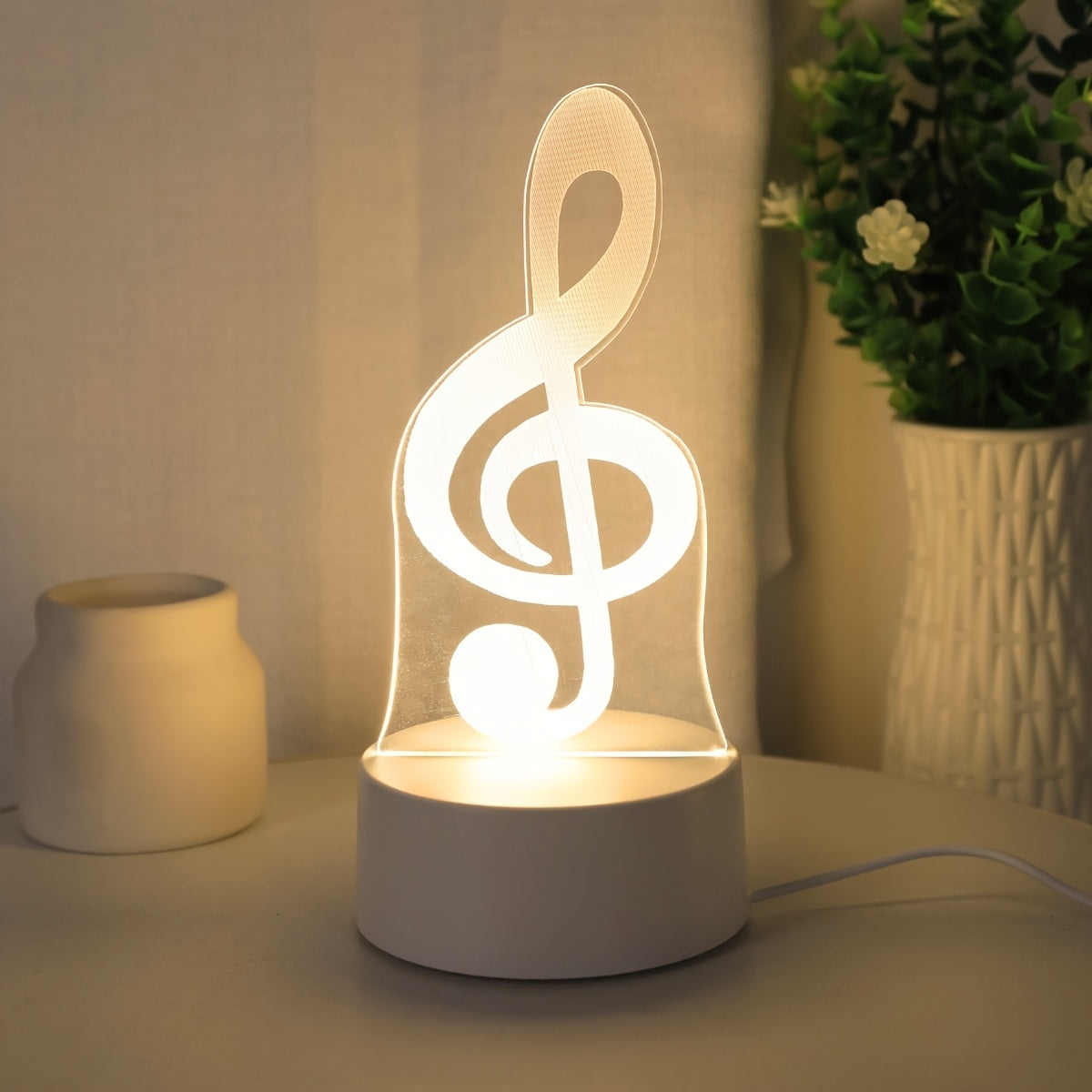 USB-Powered 3D Music Note Night Light for Bedroom Decor Kids Gift