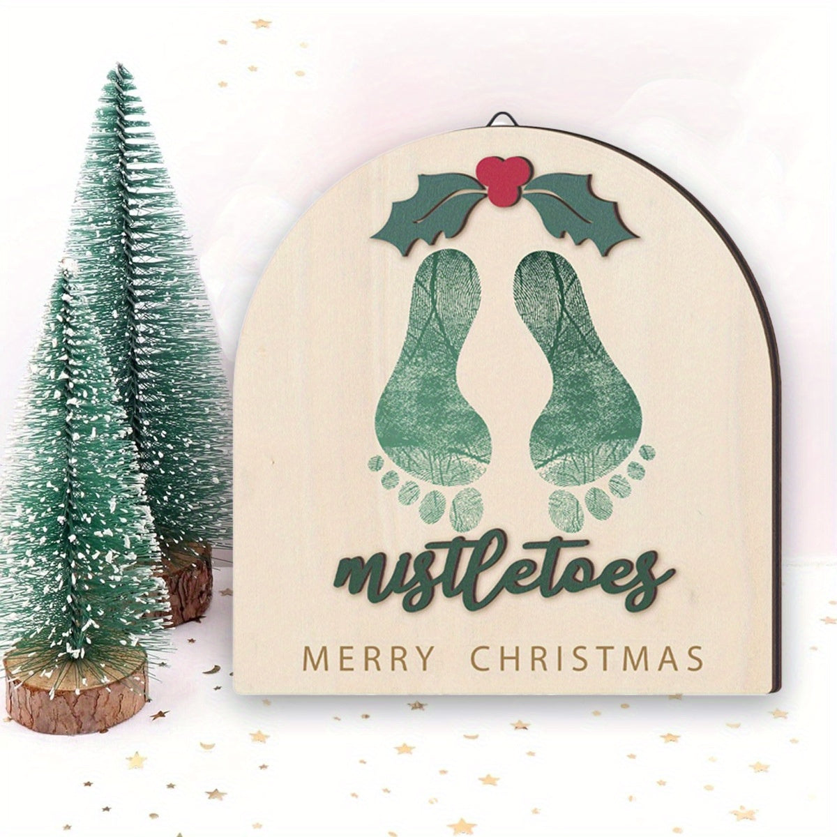 Деревянная табличка "Рустикальные следы Санты" - Традиционная праздничная табличка для Рождества, Ручная работа, Сувенир DIY, Дорогая семейная память и праздничный декор, Отличный подарок на День отца, День матери, Хэллоуин или Рождество