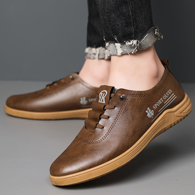 Men's Casual Business Sneakers Solid Color Slip-On Shoes Pointed Toe Rubber Sole