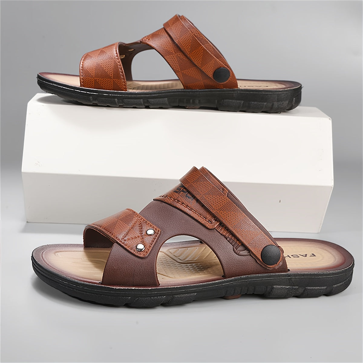 Men's Vintage Plaid PVC Sandals for Hiking and Outdoor Activities All-Season