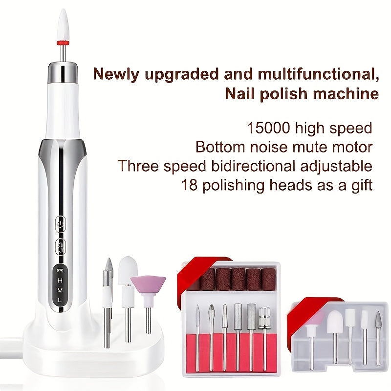 Electric Nail Drill Set with USB Rechargeable Lithium Battery for Manicure and Pedicure