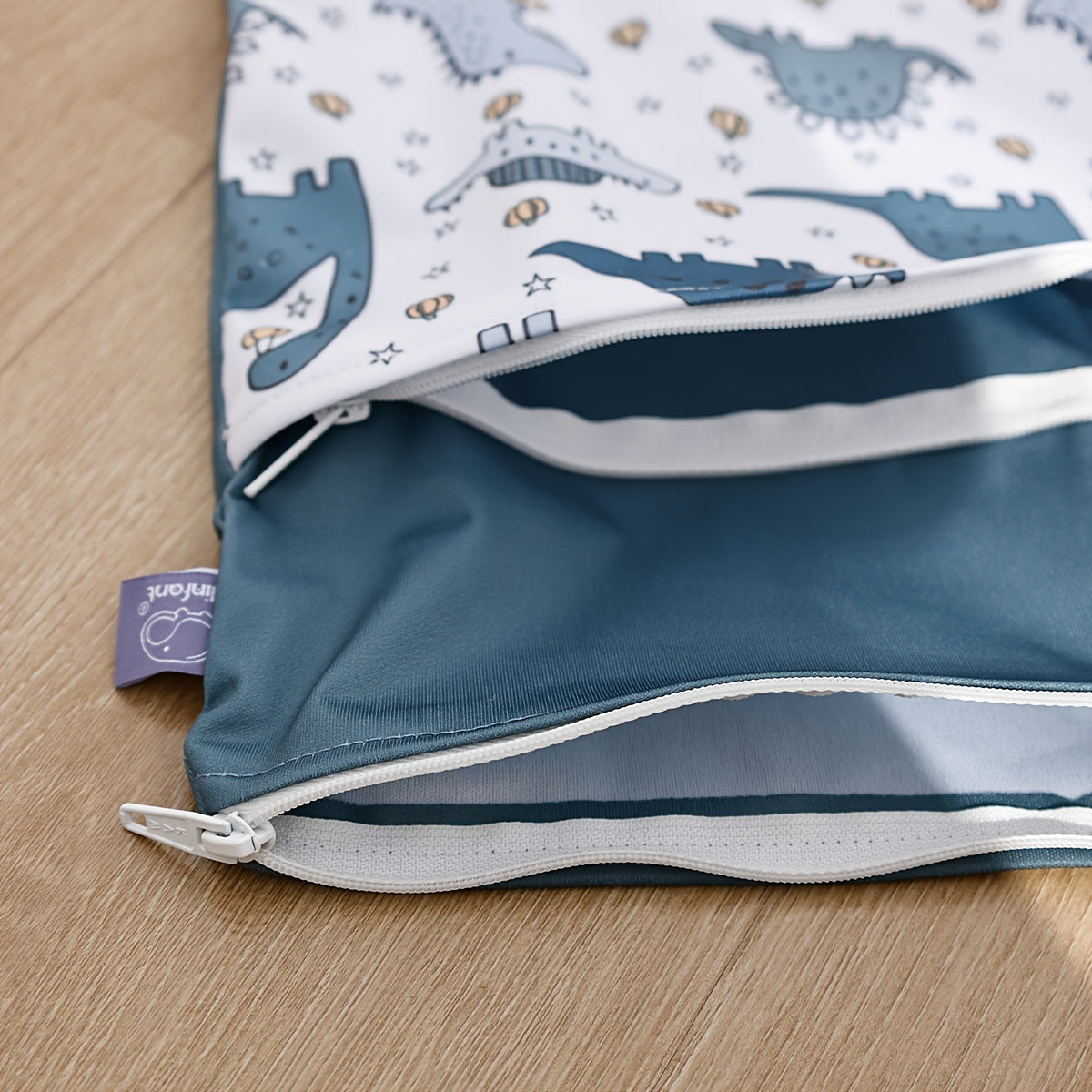 Bolso impermeable para pañales con dos cremalleras 30x40cm Bolsa de almacenamiento húmedo y seco para pañales de tela