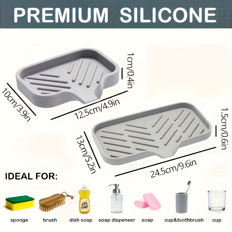 Silicone Kitchen Sink Caddy with Drain Spout for Sponge and Utensils