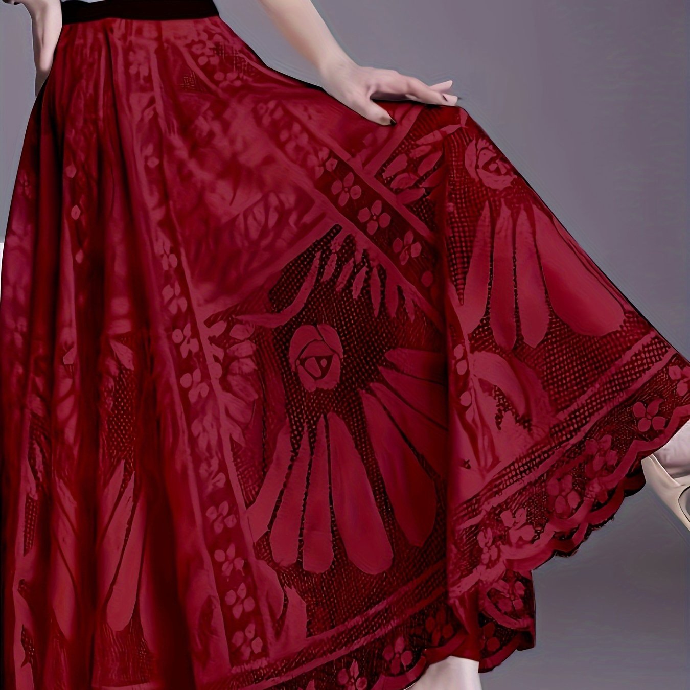 Ручная стирка, цветочное кружевное платье А-силуэта с деталями в виде веера и плиссированной миди-юбкой для весны, лета и осени