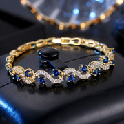Pulsera de tenis azul en oro de 18K chapado con circonia cúbica para mujer