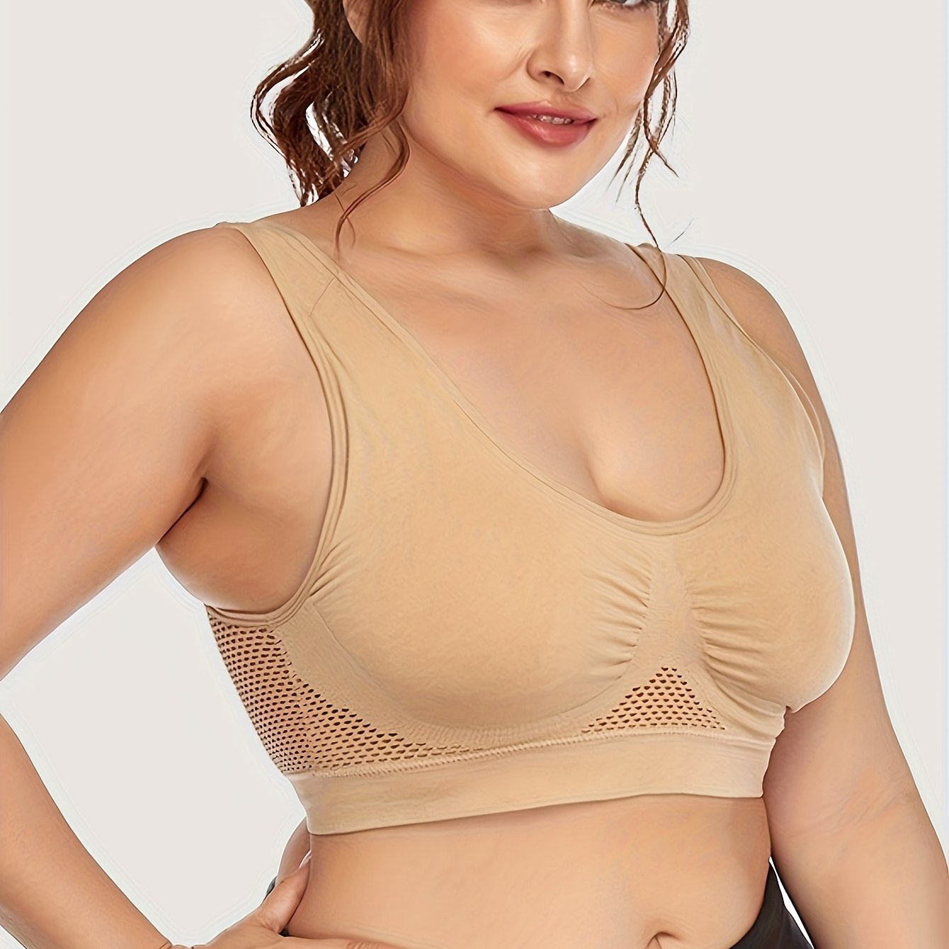 Women's Breathable Mesh Yoga Underwear Solid Color Hollow Elastic Bra