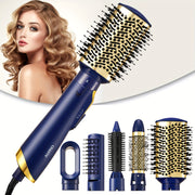 5-in-1 Hot Air Brush for Drying Straightening Curling Hair 1200W European Plug