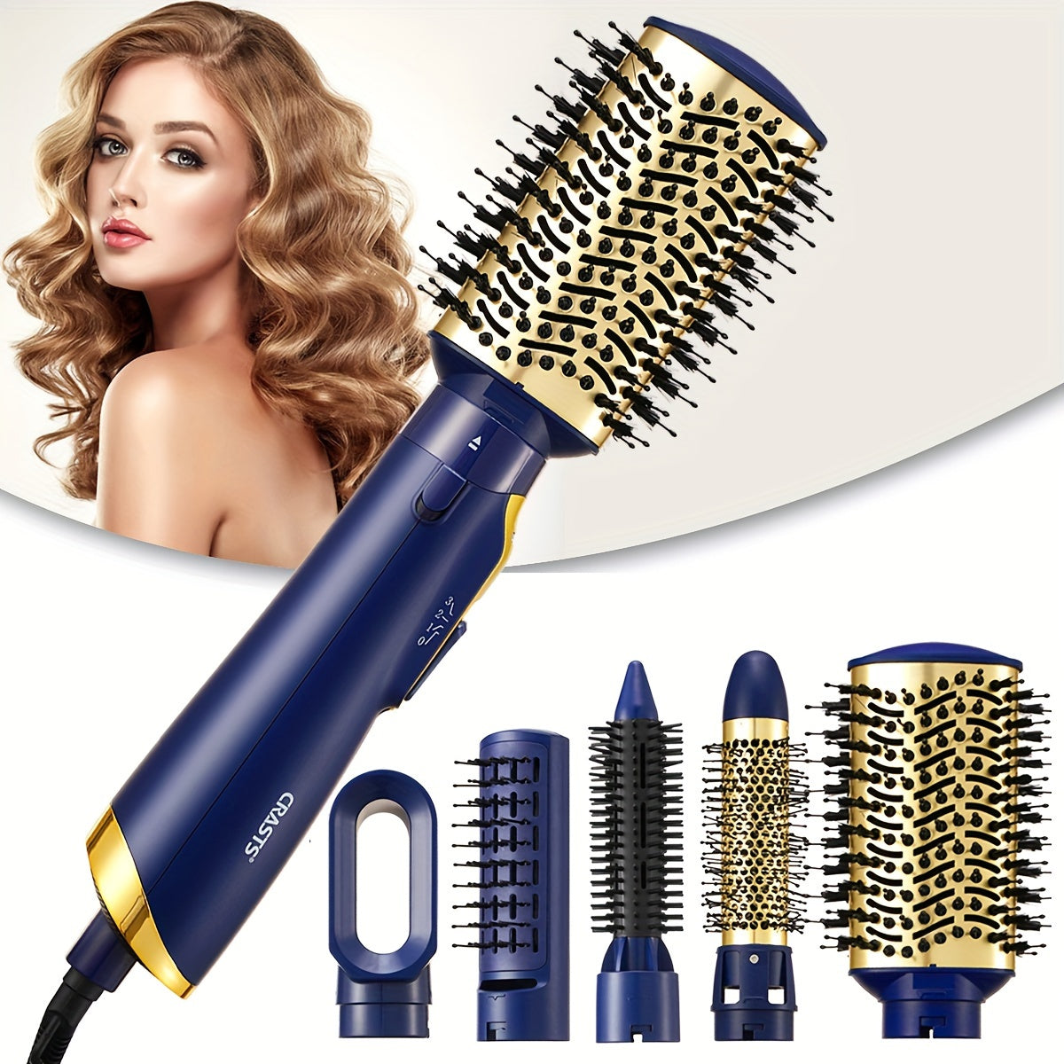 5-in-1 Hot Air Brush for Drying Straightening Curling Hair 1200W European Plug