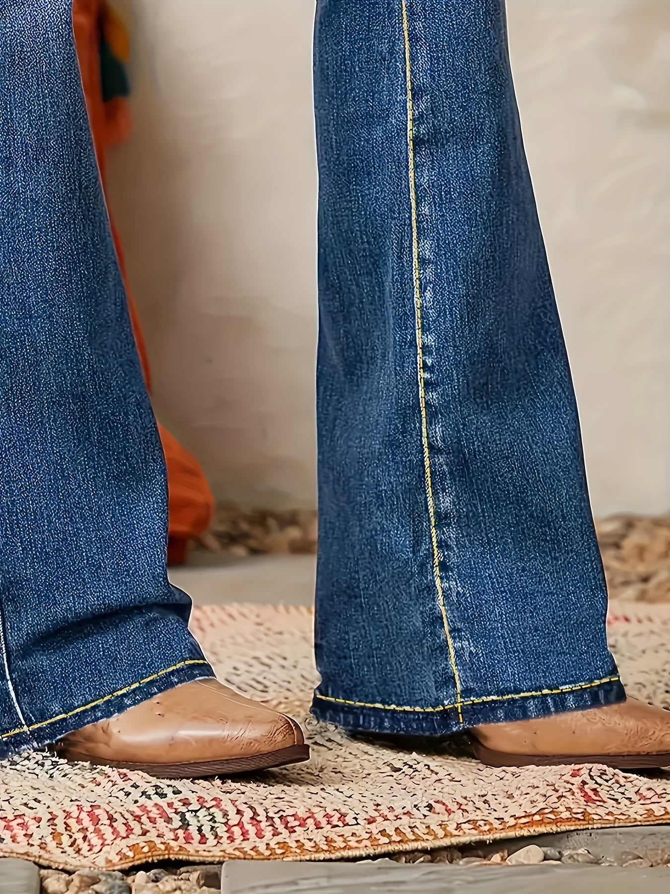 Plus Size Women's Stretchy Bootcut Jeans Casual Solid Color Denim