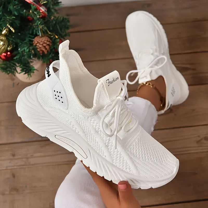 Women's Knitted Sneakers Lightweight Running Tennis Shoes Breathable Plus Size
