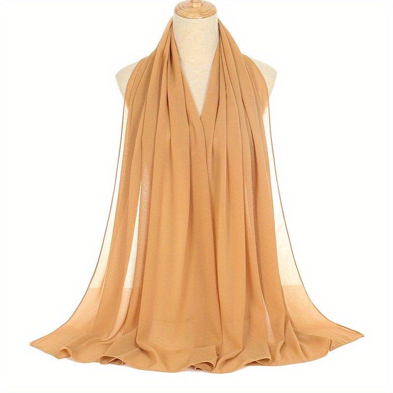 Black and White Chiffon Hijab Lightweight Breathable Headscarf for Women