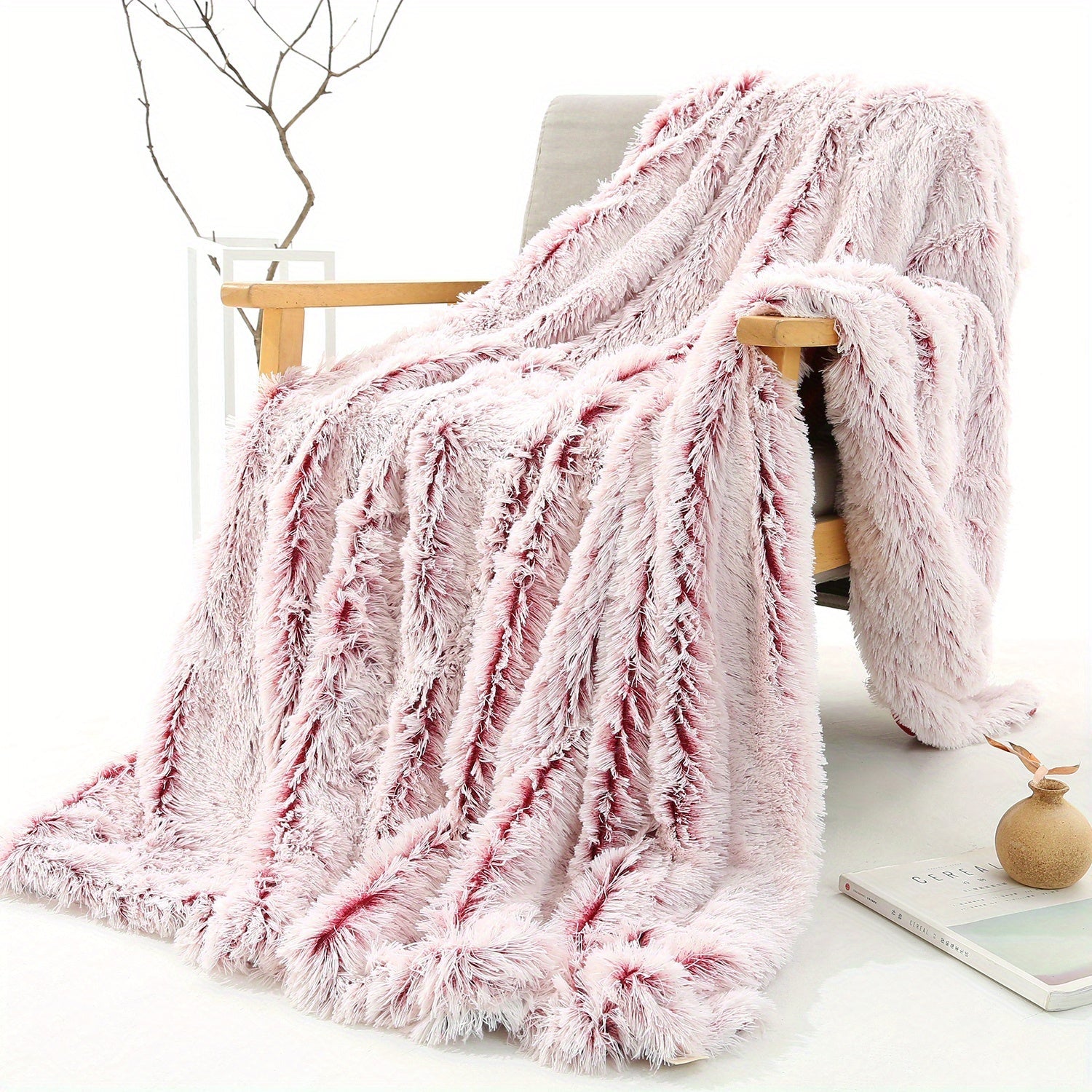 Double Layer Plush Sofa Blanket for Couch Bed and Office Warm Cozy Soft