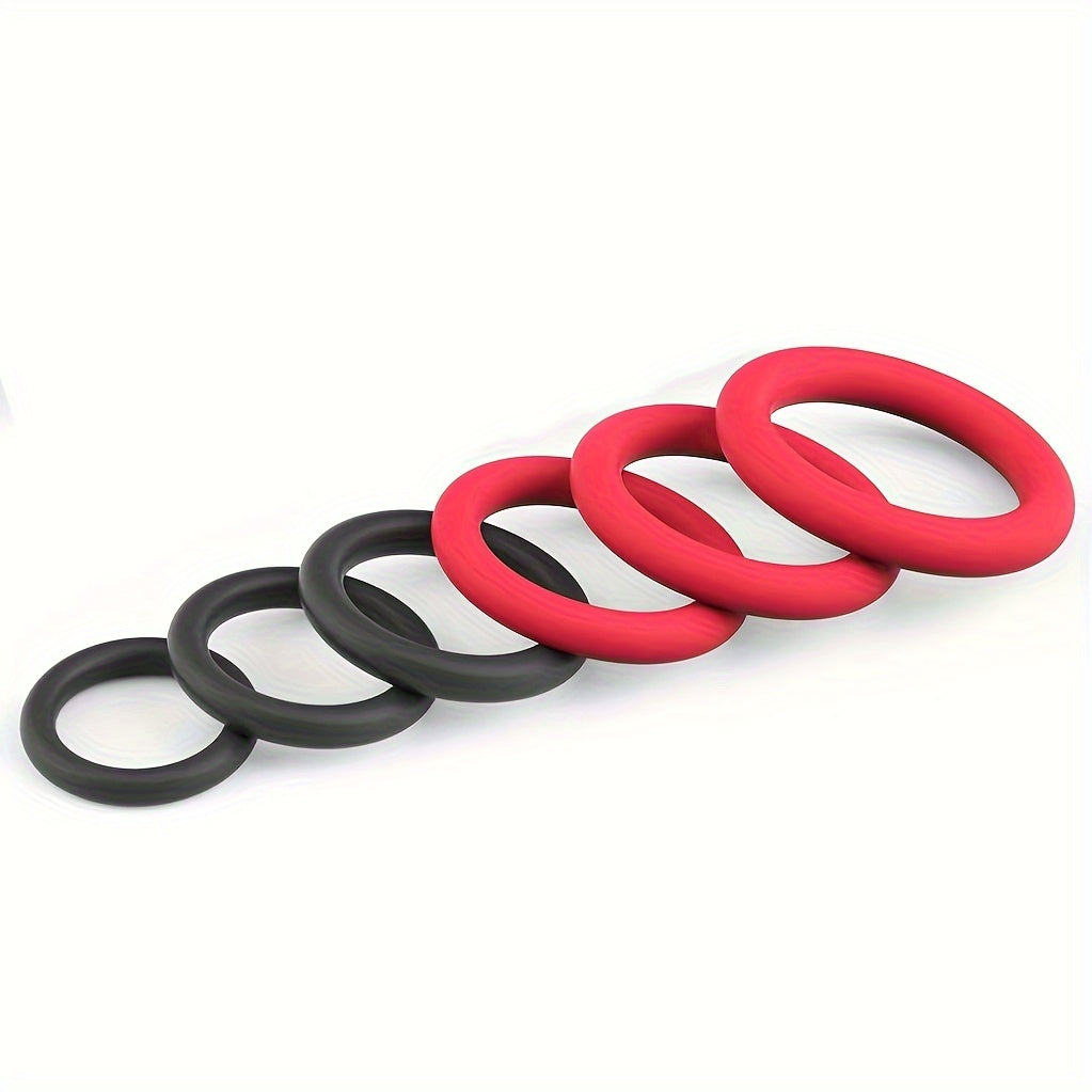 Men Soft Silicone Cock Rings Set of 6 Penis Delay Rings Adult Toys