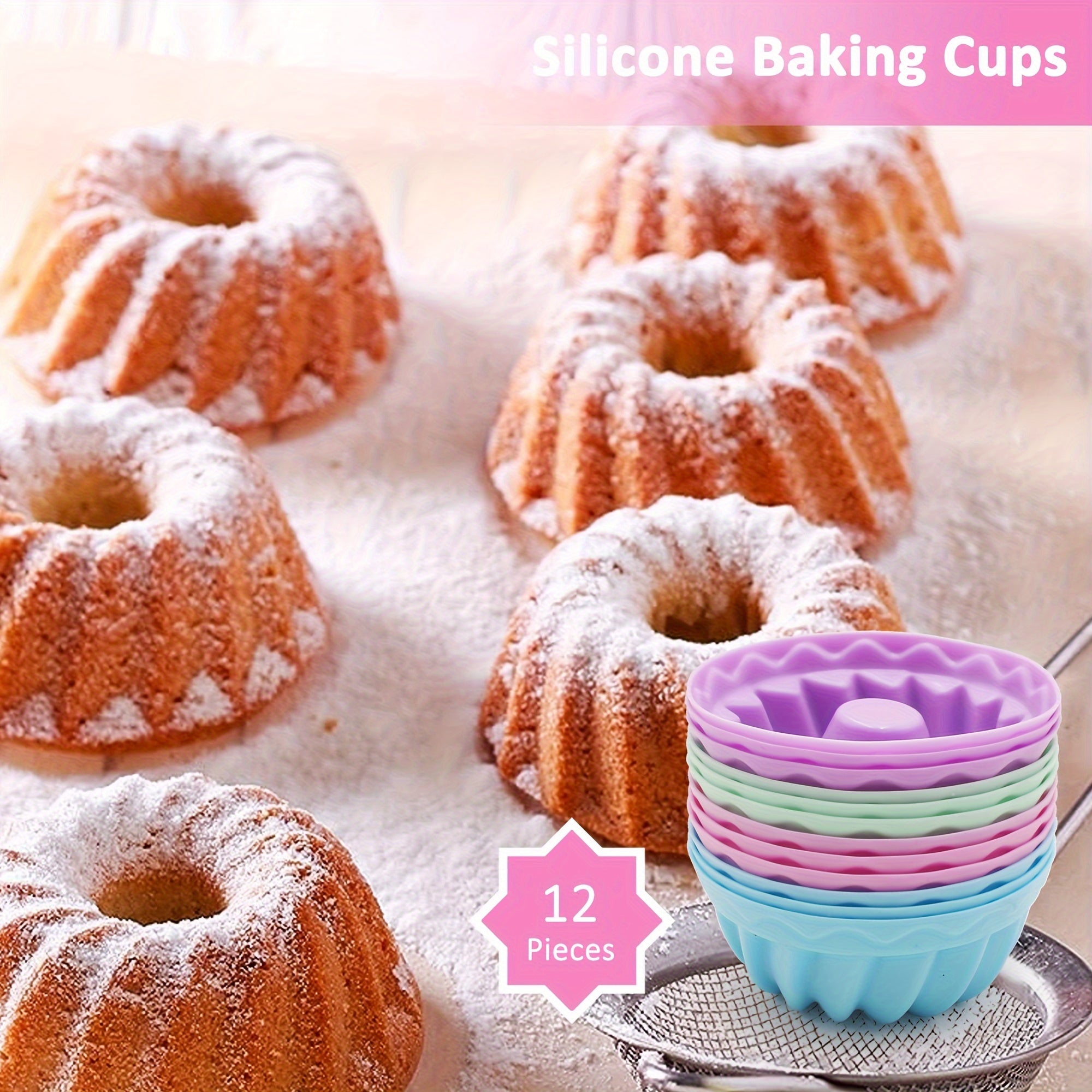 Set of 4 Silicone Baking Molds Non-Stick Flexible Loaf Pans for Cakes Breads