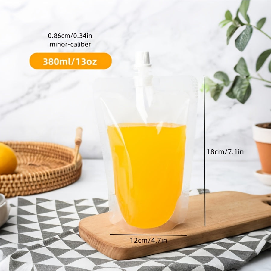 50 Transparent Nozzle Bags for Beverage Packaging Self-Sealing Plastic Bags