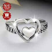 Sterling Silver Love Ring Double-Layer Hemp Lace Design Lightweight Jewelry