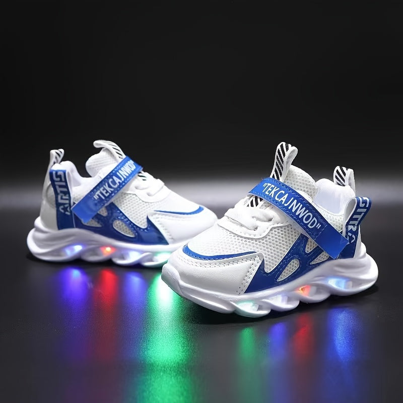Kids Glowing LED Sports Shoes Breathable Mesh White Casual Sneakers