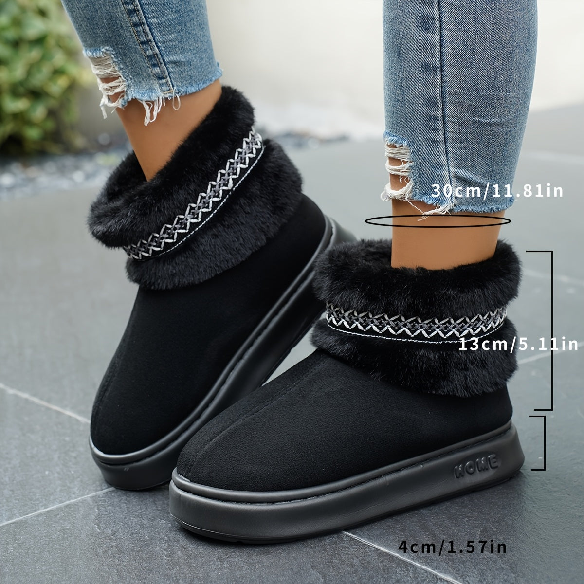 Women's Autumn Winter Solid Color Plush House Slippers Anti-Slip Comfort