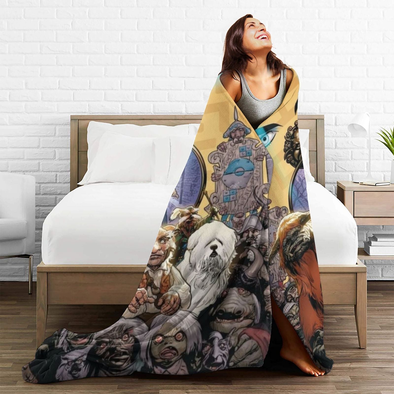 Labyrinth Flannel Throw Blanket Soft Plush Digital Print All-Season 250-300gsm
