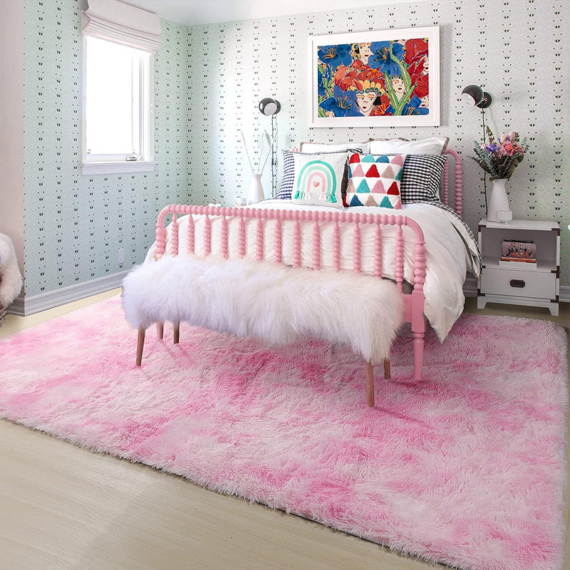 Tie-Dye Plush Area Rug for Living Room and Bedroom, Soft Polyester, Multiple Sizes