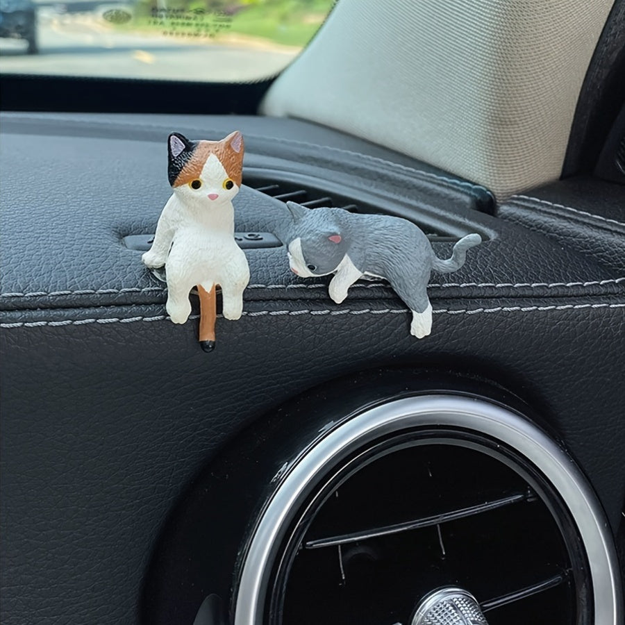 4pcs Cat Car Dashboard Ornaments ABS Material Cartoon Mini Decor	for Car Screen Display