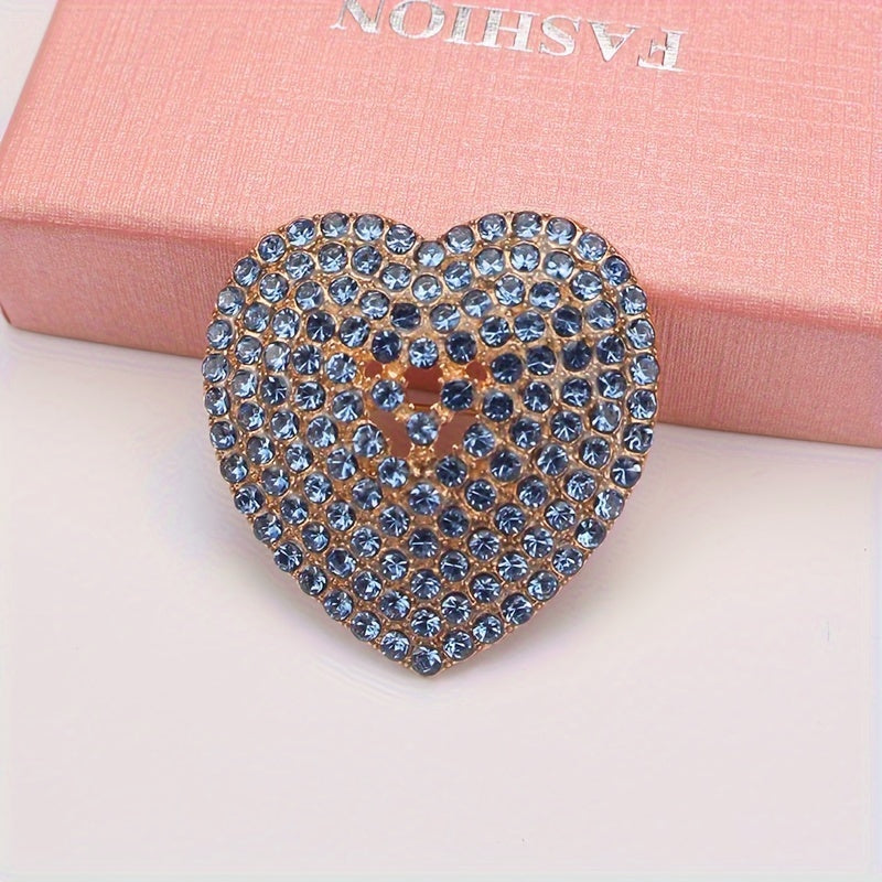 Heart-Shaped Rhinestone Brooch for Women Elegant Jewelry Pin for Dresses Coats