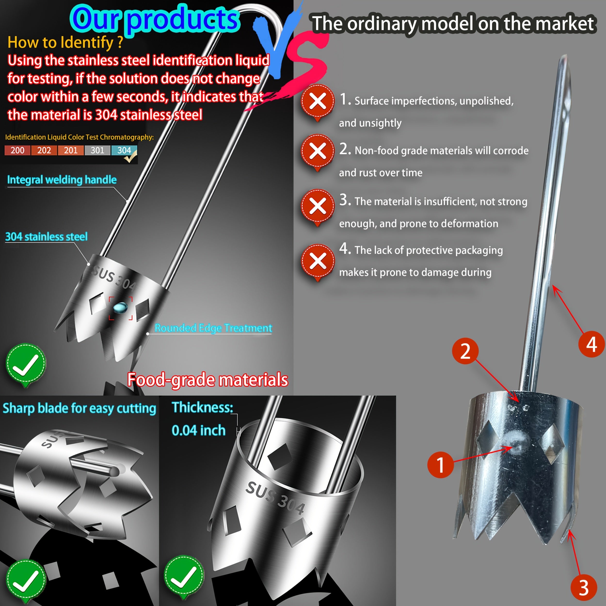 Нержавеющая сталь корер для легкой очистки и нарезки фруктов и овощей.