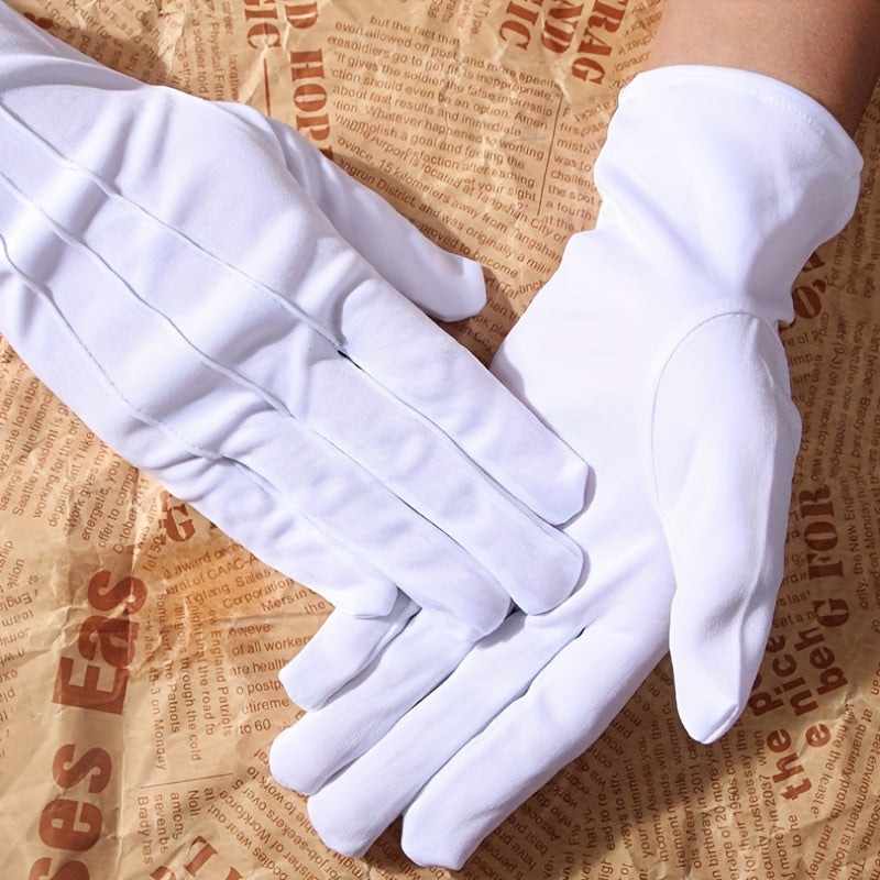 Unisex White Leather Gloves for Men and Women for Security Driving and Formal Wear