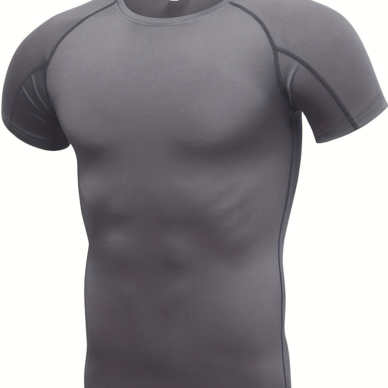 Camiseta de manga corta de secado rápido para hombre para correr, baloncesto, fitness, color sólido, poliéster y spandex