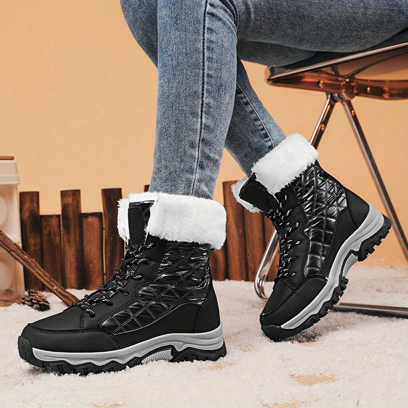 Women's Winter Boots High-Top PU Cover Slip-Resistant All-Season Black