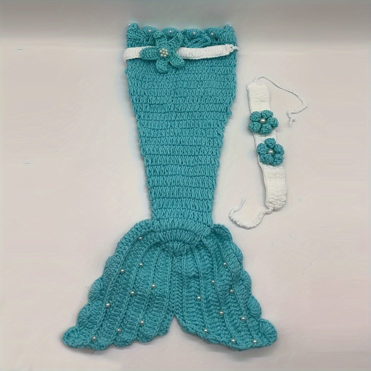 Conjunto de cola de sirena de ganchillo para bebés para recién nacidos de 0 a 3 años, accesorio para fotografía, disfraz con saco de dormir y conjunto