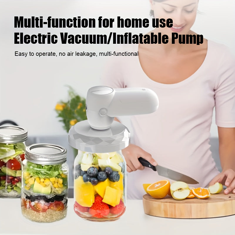 1 dona Portativ 3-in-1 Vacuum Sealer va Havo Pompasi, USB bilan qayta to'ldiriladigan, kuchli yopish, uzoq batareya muddati, 18650 seriyali litiy batareya, oziq-ovqat saqlash va sport to'plar uchun ko'p o'lchovli yopish.