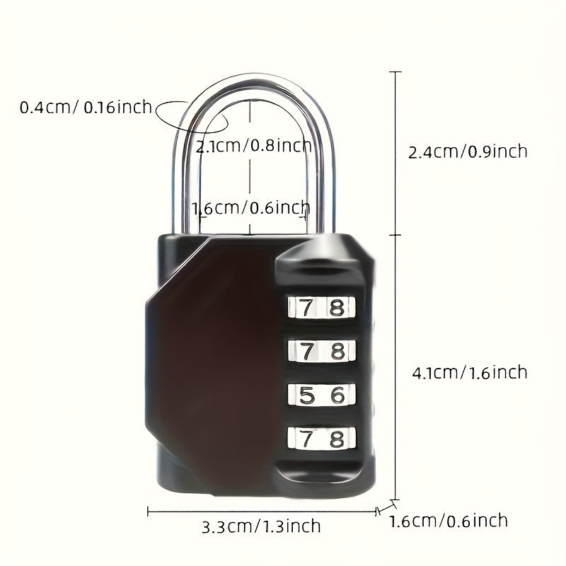 2 Pack Black Zinc Alloy 4-Digit Combination Padlocks for Lockers and Luggage